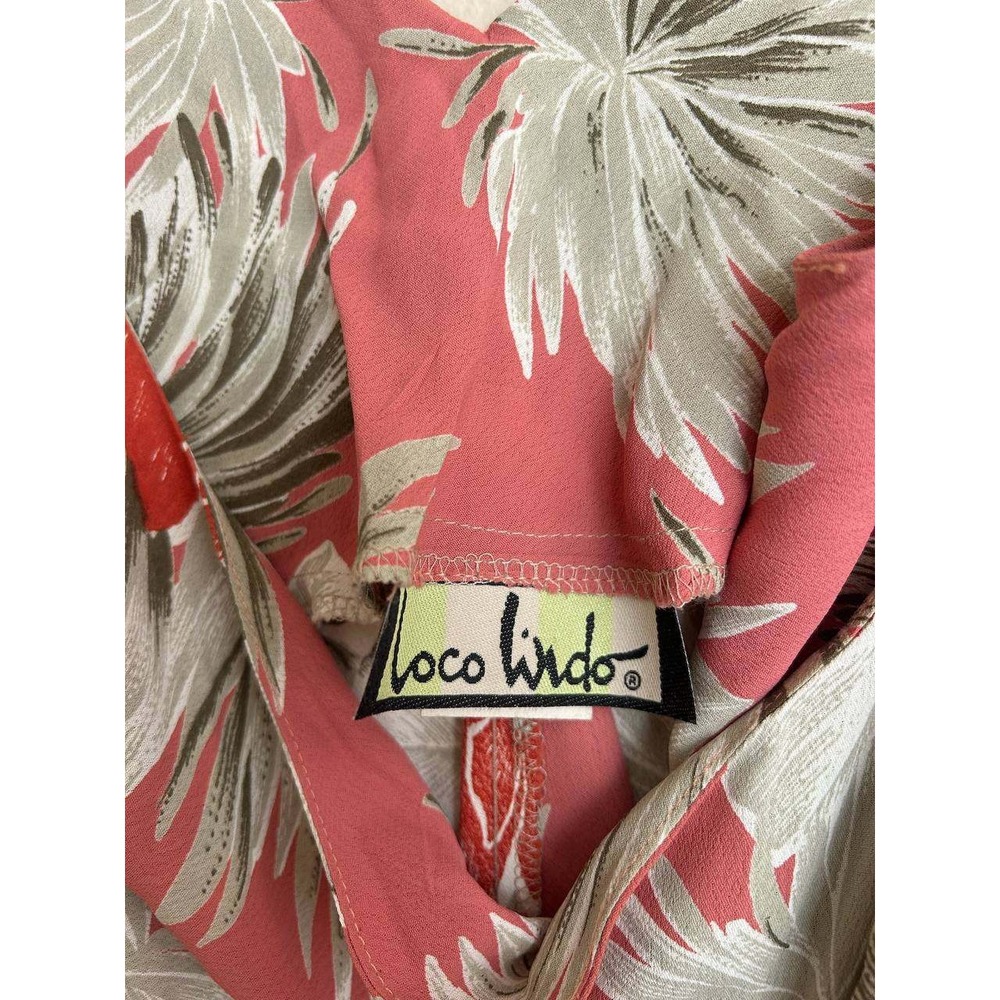 Loco Lindo Tropical Floral Maxi Slip Dress M Made USA Boho Beach Resortwear - Picture 3 of 4